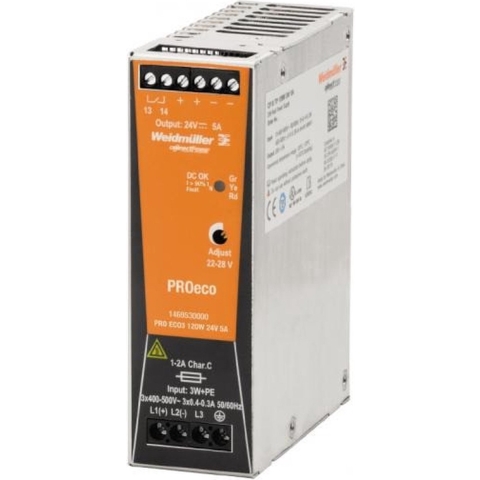 Weidmüller PRO ECO3 120W 24V 5A DIN-rail netvoeding 24 V/DC 5 A 120 W Aantal uitgangen: 1 x Inhoud: 1 stuk(s)