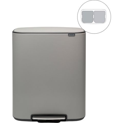 Brabantia Bo Pedaalemmer 2 x 30 L - Mineral Concrete Grey
