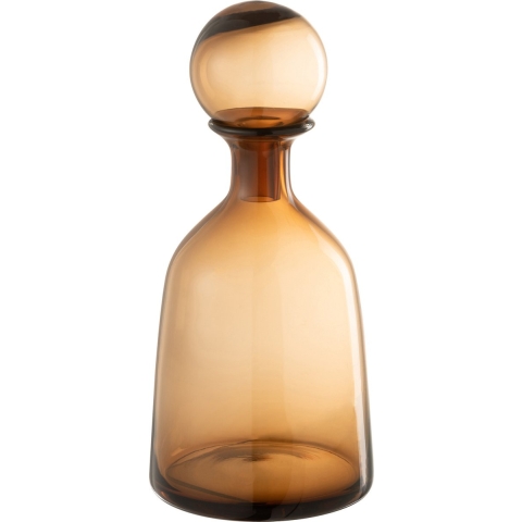 J-Line decoratie Fles + Stop Effen Laag - glas - bruin - small