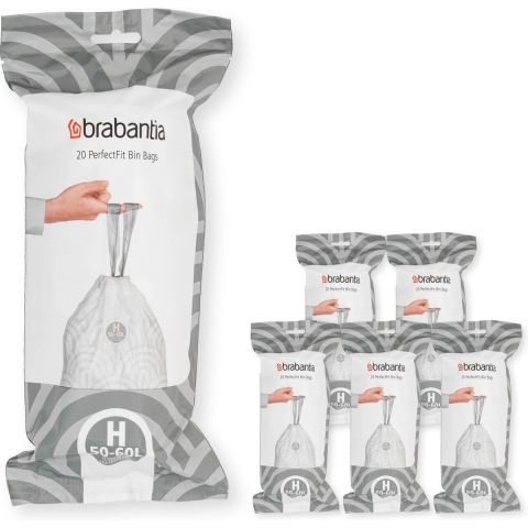 Brabantia Type H PerfectFit Jaarverpakking Afvalzak 50-60 Liter - 120 Stuks