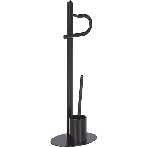 Beliani - SARTO - Toiletrol en borstelhouder - Zwart - Staal