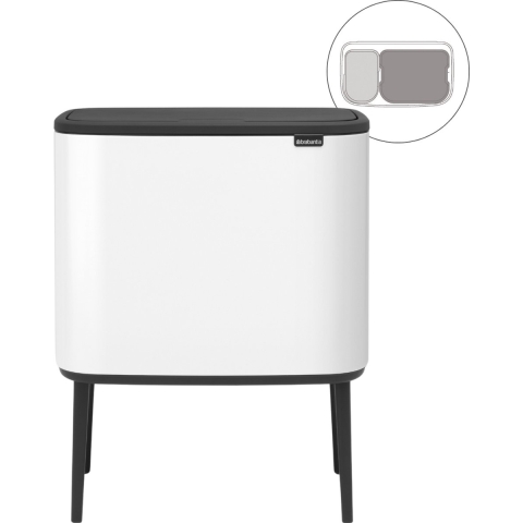Brabantia Bo Touch Bin Afvalemmer 11 + 23 L - Wit