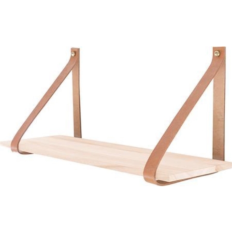 TAK Design Hout Shelfie Boekenplank met Leerbanden 20 x 60 cm