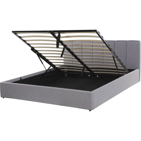 Beliani-DREUX -Bed met opbergruimte-Lichtgrijs-160 x 200 cm-Polyester