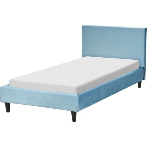 Beliani - FITOU - Eenpersoonsbed - Lichtblauw - 90 x 200 cm - Fluweel