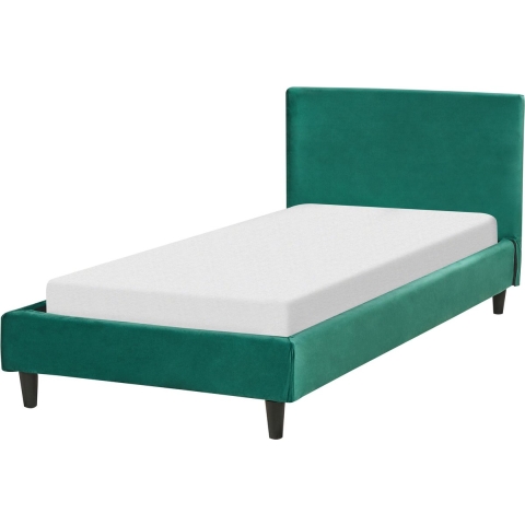 Beliani-FITOU -Eenpersoonsbed-Donkergroen-90 x 200 cm-Fluweel