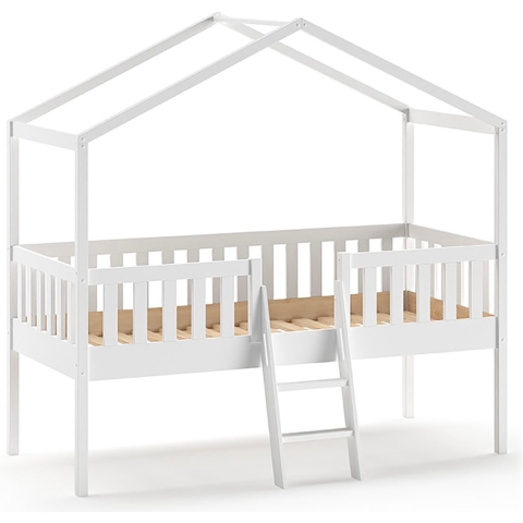 Vipack Dallas Huisbed Verhoogd met Ladder Wit