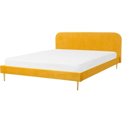 Beliani - FLAYAT - Tweepersoonsbed - Geel - 180 x 200 cm - Fluweel