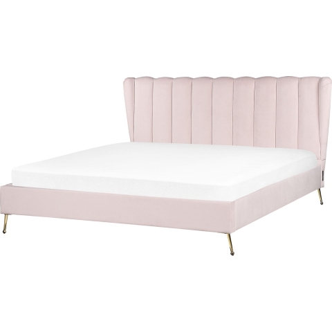 Beliani - MIRIBEL - Tweepersoonsbed - Roze - 180x200 - Fluweel