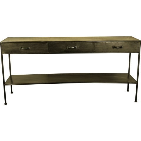 PTMD Simple Metal Gold sidetable open 3 drawers