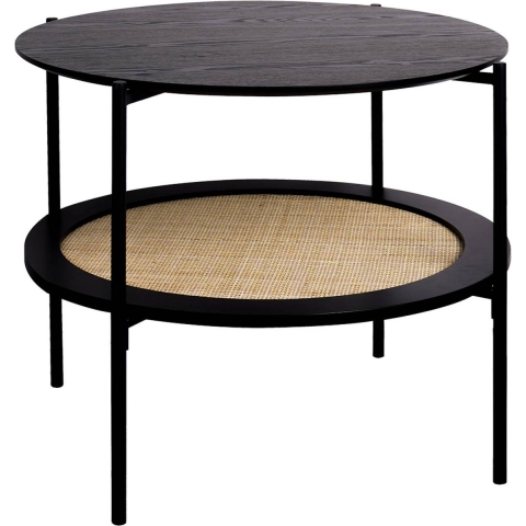 sweeek - Salontafel in houtlook en vlechtwerk met dubbel tafelblad
