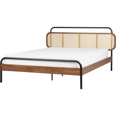 Beliani-BOUSSICOURT-Tweepersoonsbed-Bruin-180 x 200 cm-Rubberhout