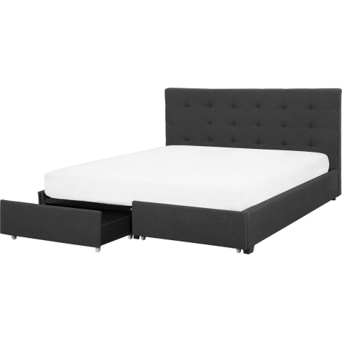 Beliani-ROCHELLE -Bed opbergruimte-Donkergrijs-180 x 200 cm-Polyester