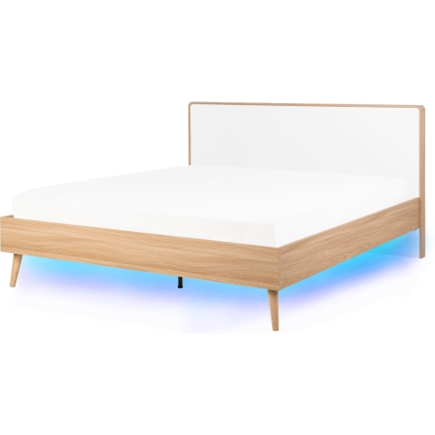 Beliani-SERRIS-Tweepersoonsbed LED-Wit-140 x 200 cm-Vezelplaat