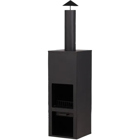 Nest outdoor Niklas metalen tuinhaard zwart - met schoorsteen