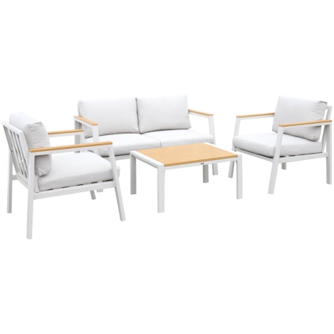 sweeek - Loungeset, 4-zits, 1 bank, 2 fauteuils, 1 salontafel