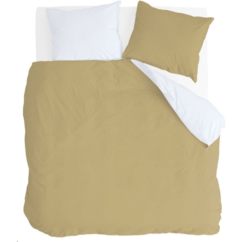 Byrklund - Dekbedovertrek Side Way - 200x220 - Okergeel | Wit