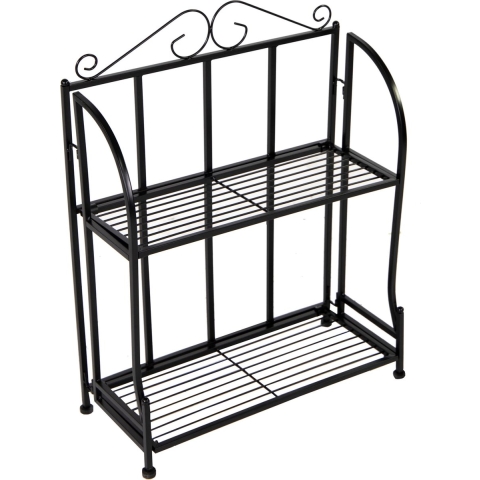 Mega Collection Plantenrek - zwart - metaal - 50x21x64cm