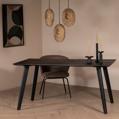 Giga Meubel - Eettafel 160cm Zwart - Mangohout - Tafel Oslo