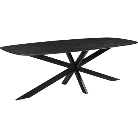 Giga Meubel - Eettafel Deens Ovaal - Zwart - 200cm - Eettafel Jordan