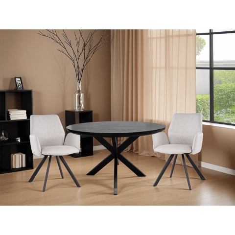 Livingfurn - Eettafel Rond 140cm - Zwart Mangohout - Jesper