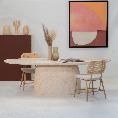 Giga Meubel - Eettafel Ovaal 300cm - Naturel Betonlook - Myrna