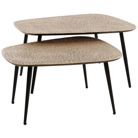 Fraaai Angela organische salontafels - set van 2 XXL metallic - antiek