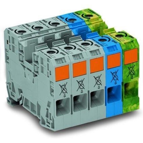 WAGO 285-139 3-faseklem 16 mm Spanveer Grijs, Blauw, Groen, Geel 1 stuk(s)