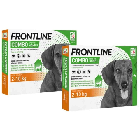2x Frontline Combo Spot On Anti Vlooien en Teken Druppels Hond 2 - 10 kg 6 pipetten