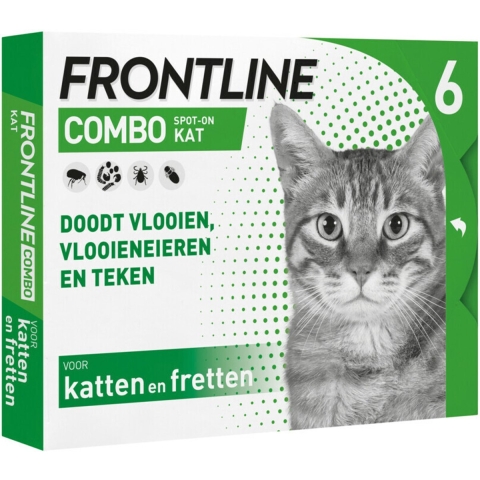 2x Frontline Combo Spot On Anti Vlooien en Teken Druppels Kat vanaf 1 kg 6 pipetten