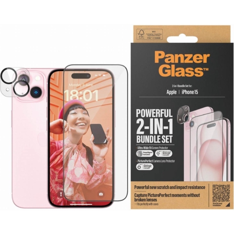 PanzerGlass 2-in-1-Pack B1136+2809 Screenprotector (glas) Apple iPhone 15 1 stuk(s)