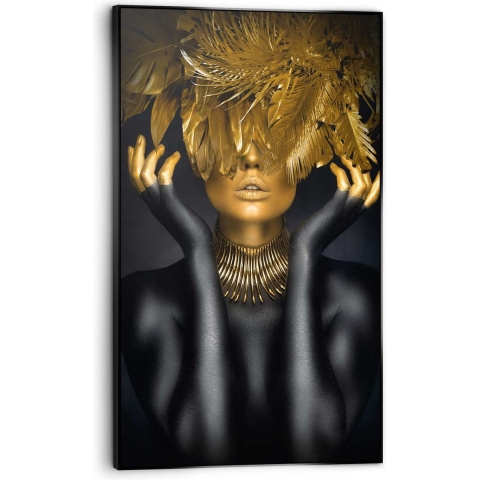 Reinders - Golden Feathers - Baklijst Schilderij 118x70cm Zwart