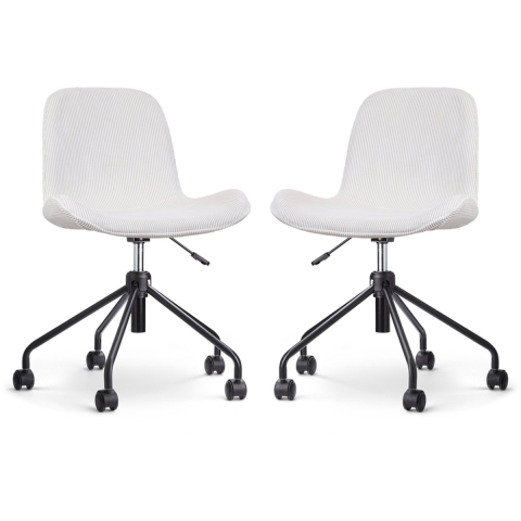 Nolon Nout-Fé Bureaustoelen Set van 2 - Rib Crème - Zwart Onderstel