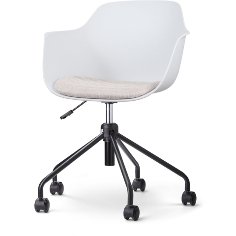 Nolon Nout-Liz Bureaustoel Wit - Beige Kussen - Zwart Onderstel