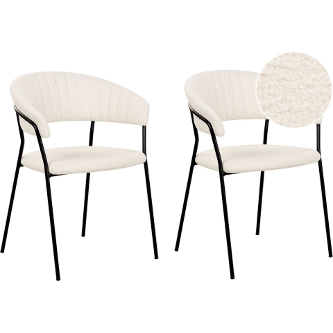 Beliani - MARIPOSA - Eetkamerstoel set van 2 - Off-white - Fluweel