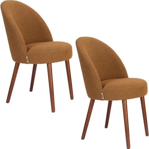 Dutchbone Barbara Eetkamerstoelen Boucle Ochre Bruin - Set van 2