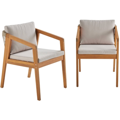 sweeek - Acaciahouten tuinstoelen met touwen (Set van 2)