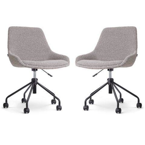 Nolon Nout-Isa Bureaustoelen Set van 2 - Bouclé Taupe - Zwart