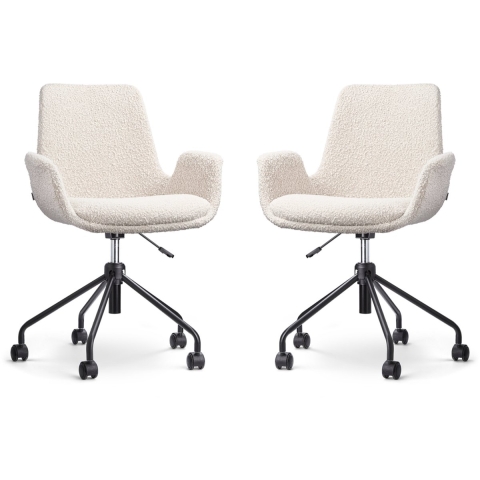 Nolon Nout-Eef Bureaustoelen Set van 2 - Bouclé Beige - Zwart