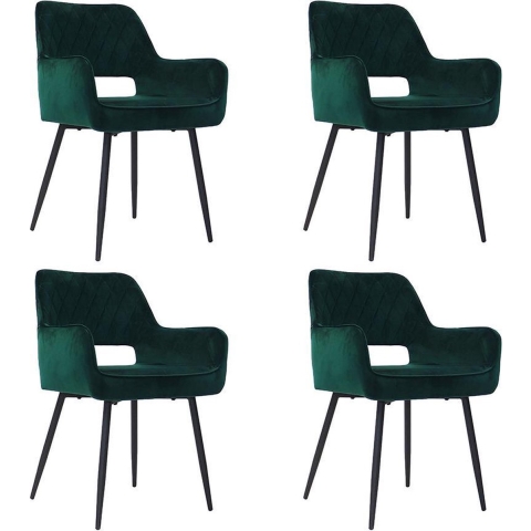 Bronx71 Velvet eetkamerstoel Mika donkergroen - Eetkamerstoelen set