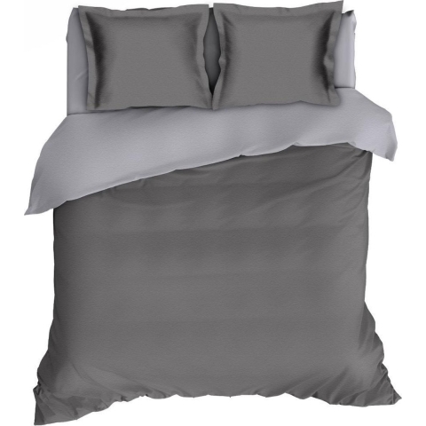 Flanellen Dekbedovertrek Comtesse Antraciet Zilver-140x200|220