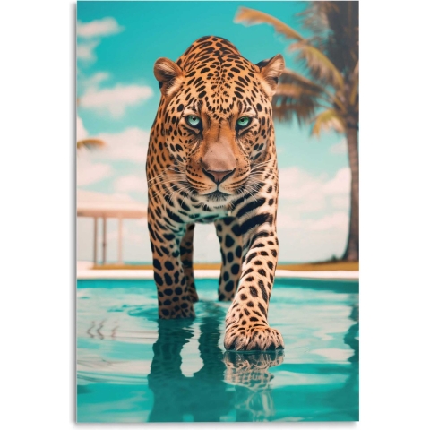 Reinders - Pool Leopard - Glasschilderij 78x116cm