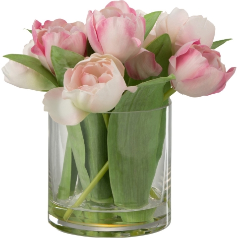 J-Line Tulpen in Vaas Groen Roze Small