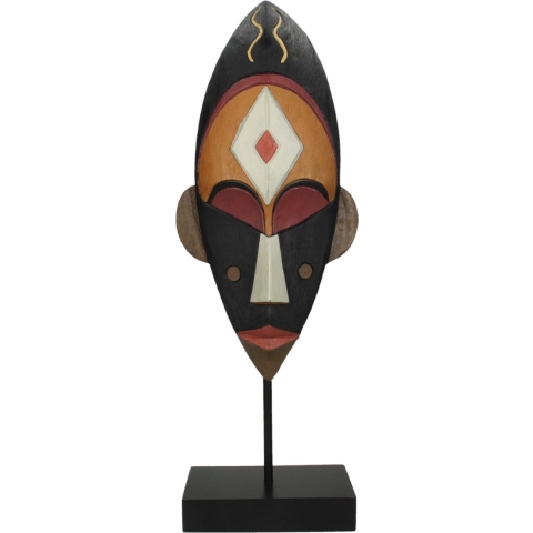 SVJ Home Decorations Masker Beeld - 15 x 9 x 48 cm - Polyresin - Bruin