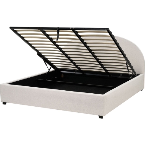 Beliani-VAUCLUSE-Bed met opbergruimte-Lichtbeige-180x200 cm-Polyester