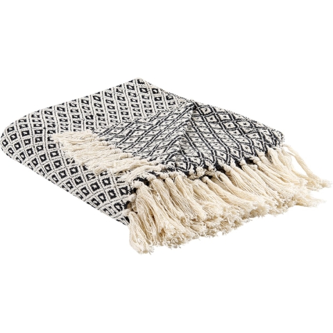 Beliani - CHYAMA - Plaid - Zwart - 125 x 150 cm - Katoen
