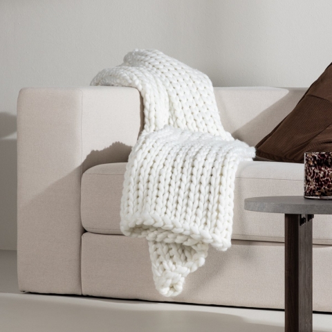 Nest living Verena Gebreide Plaid Wit - 170 x 130 cm