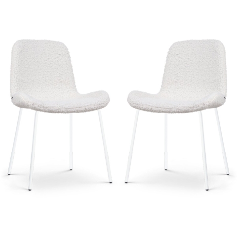 Nolon Nora-Fé Eetkamerstoelen Set van 2 - Teddy Wit - Witte Poten