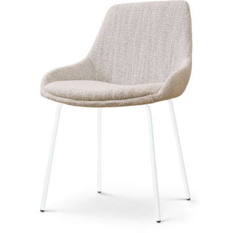 Nolon Nora-Isa Eetkamerstoel Beige Gemêleerd - Stof - Wit Onderstel