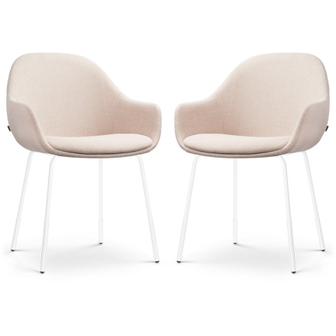 Nolon Nora-Mae Eetkamerstoelen Set van 2 - Beige - Witte Poten